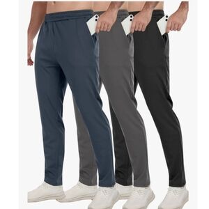 PARISDIARY Men's Jogger Pants Large-Black Green Grey